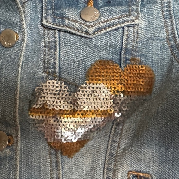 DKNY Blue and Gold Jean Jacket with Bold Back Design - Picture 5 of 10